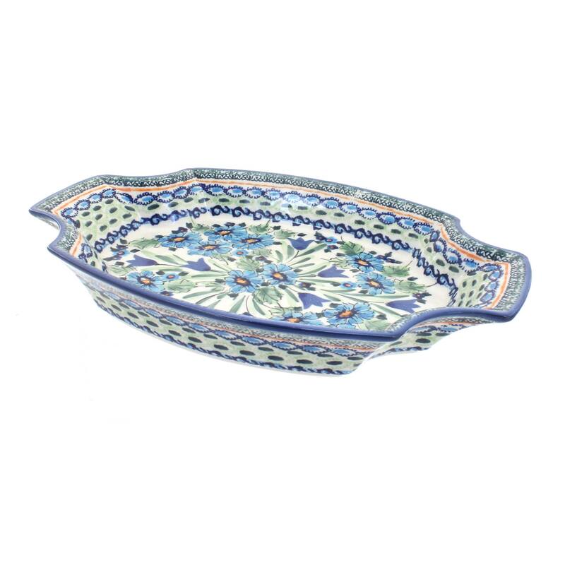 Blue Rose Polish Pottery 1208 Zaklady Large Serving Tray - Ballina