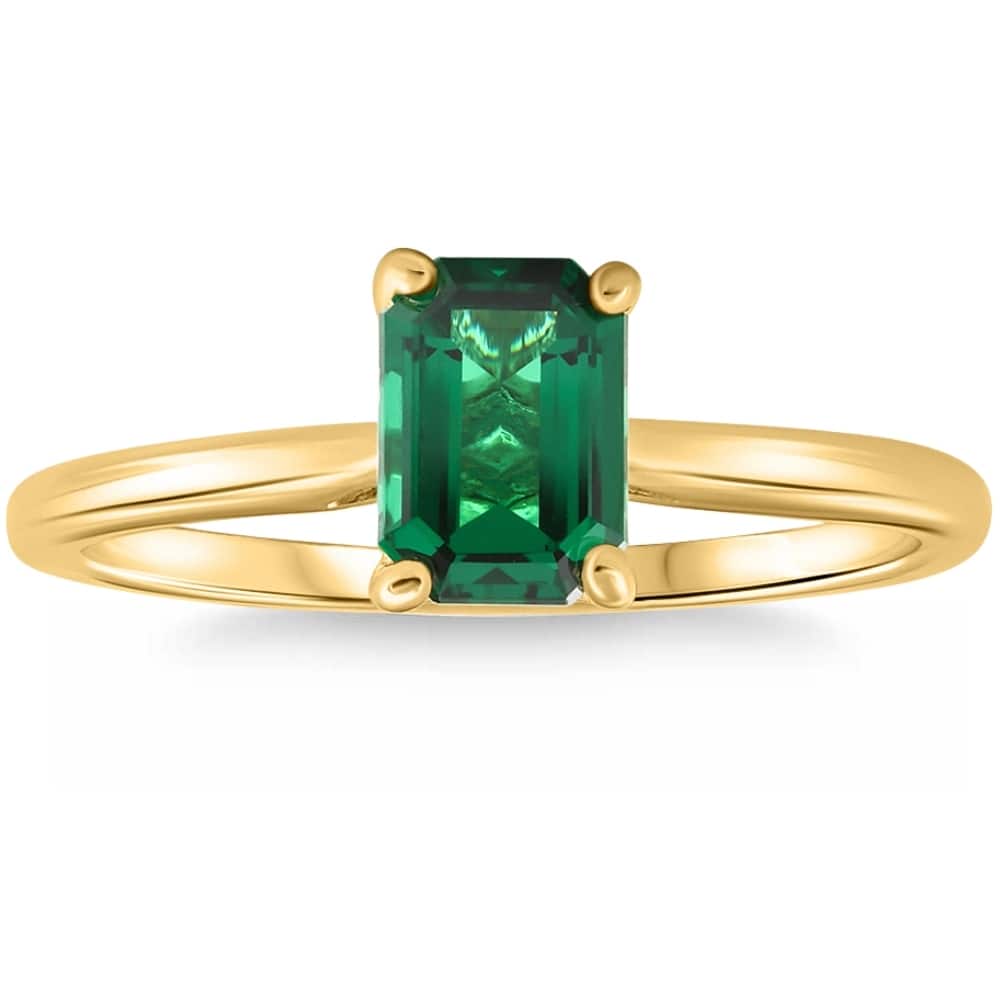 Bliss Diamond 1Ct Emearald Solitaire Ring Yellow Gold Lab Grown