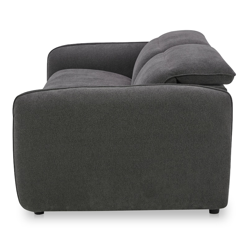 NADAAL STUDIOS Yarrow, Power Recliner Sofa Solid Wood Frame with Upholstery Fabric, Charcoal Grey - Seats 3