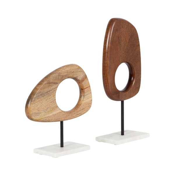 slide 2 of 12, Kate and Laurel Yoakes Wood and Marble Art Sculptures - 2 Piece 2 Piece - Brown and White
