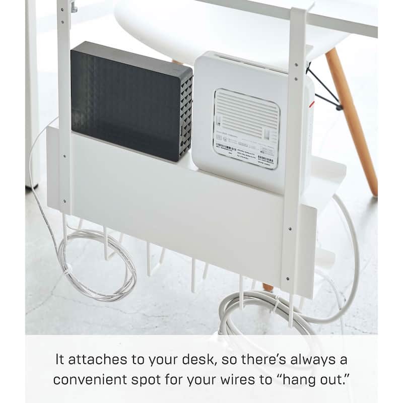 Yamazaki Home Under-Desk Cable and Router Storage Rack, Steel - L 4.53 x W 15.75 x H 16.93 inches