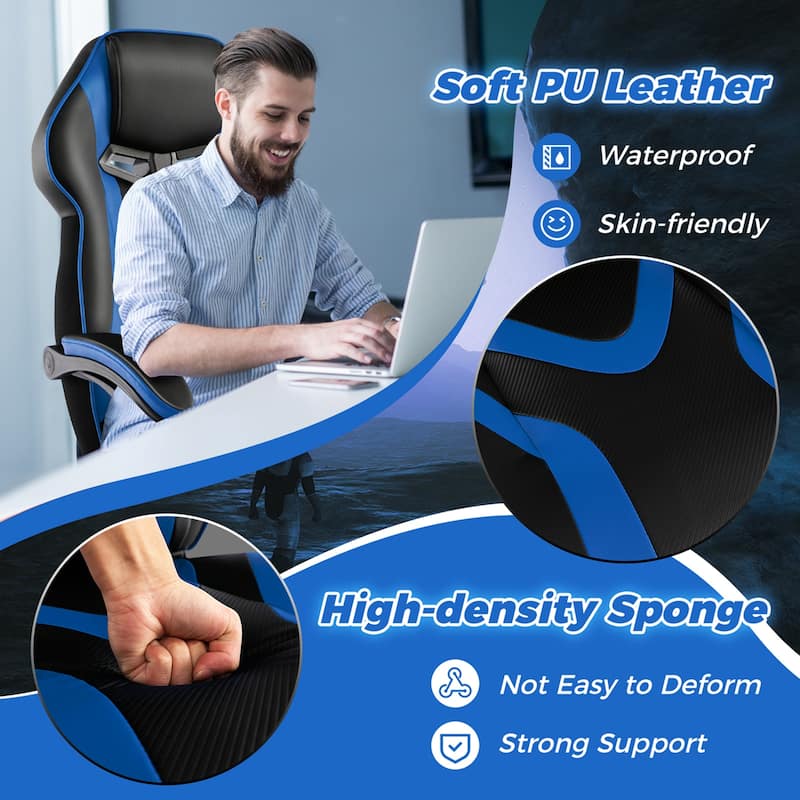 Costway Adjustable E-Sports Racing Style Chair with Padded Headrest, - See Details