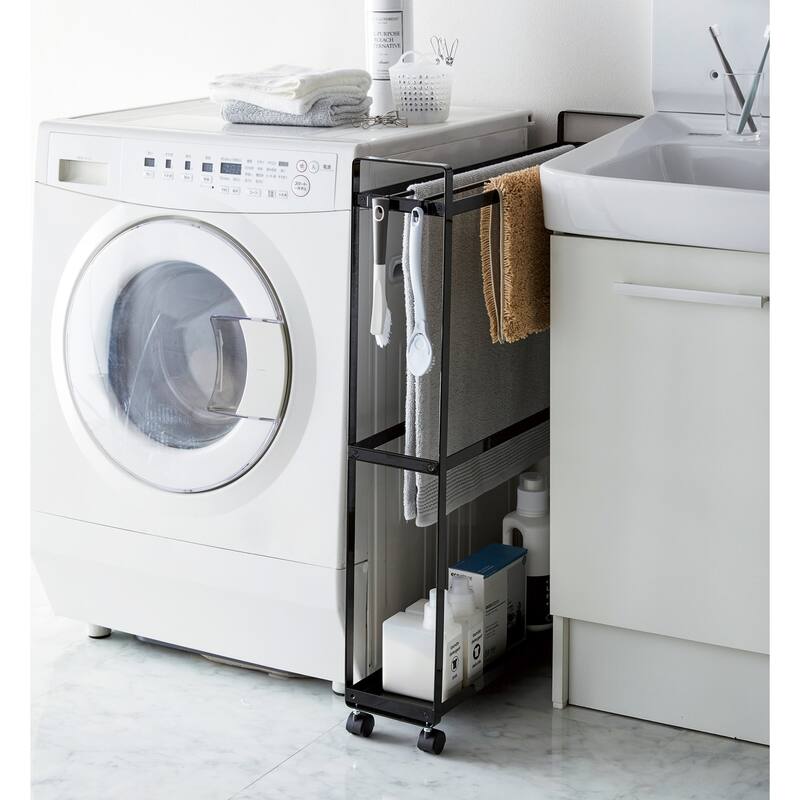 Yamazaki Home Rolling Towel Rack, Steel, Holds 4 bath towels, 1 bath mat, Holds 12.1 lbs - L 5.91 x W 26.38 x H 33.27 inches