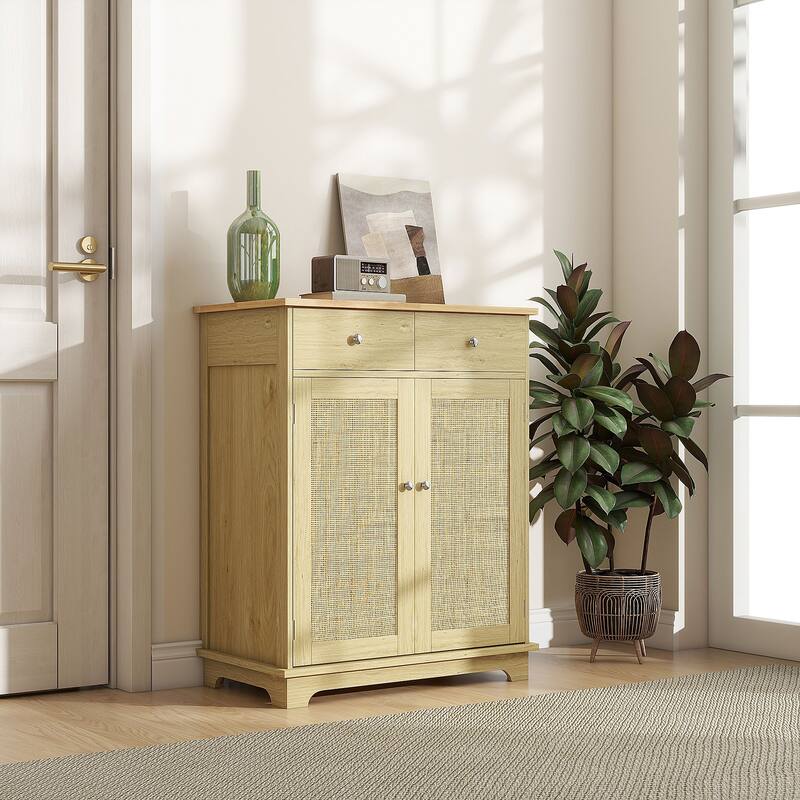Modern Kitchen Storage Cabinet, Coffee Bar Cabinet with 2 Drawers, Doors and Adjustable Shelf