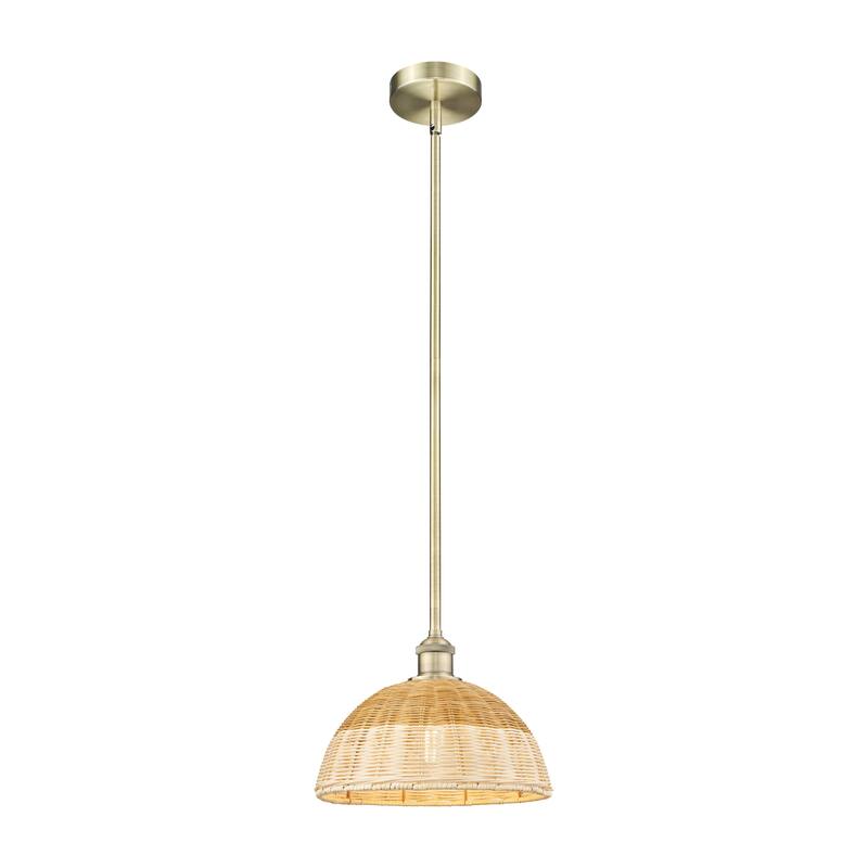 Innovations Lighting Endless Possibilities Edison - Bristol Natural II - 1 Light 12" Stem Hung Mini Pendant - Antique Brass/Natural