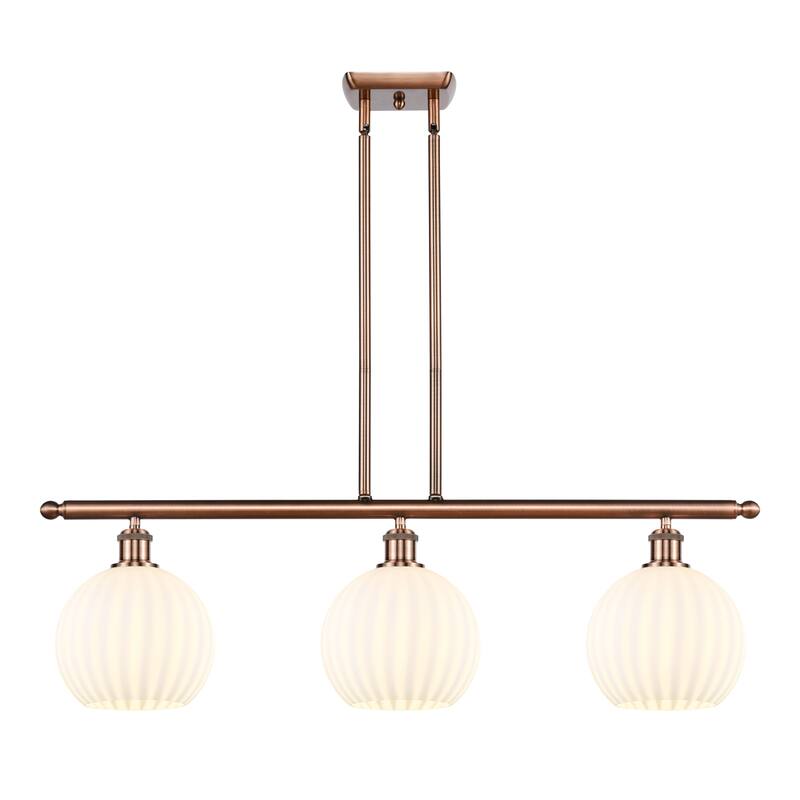 Innovations Lighting 516-3I-11-36-White Venetian-Indoor Pendant Large - Antique Copper / White Venetian