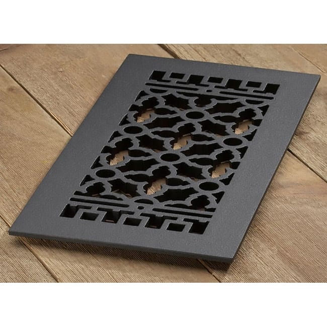 Reggio Registers Scroll Series 6" x 14" Floor Grille without Mounting - Cast Iron - Metal