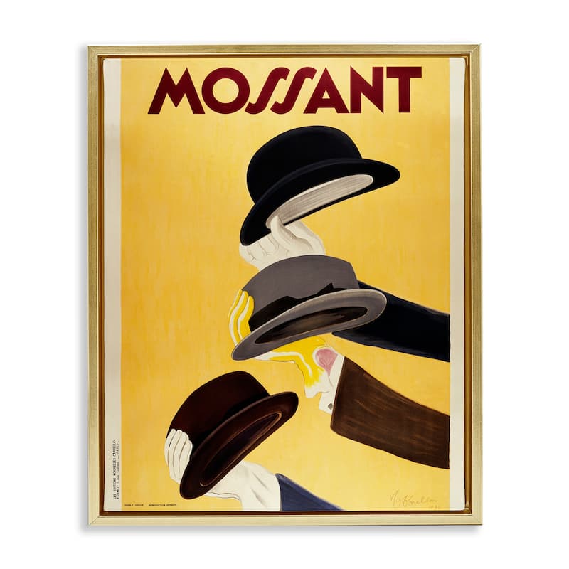 Stupell Vintage Top Hat Advertisement Framed Floater Canvas Wall Art Design By Marcus Jules - 25 x 31 - Gold