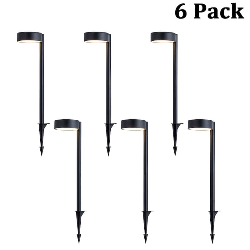 Low Voltage LED Landscape Path Light, 12V Outdoor Metal Pathway Light, Warm White Walkway & Garden Lighting (6 Pack) - W5'' - W5'' - Black