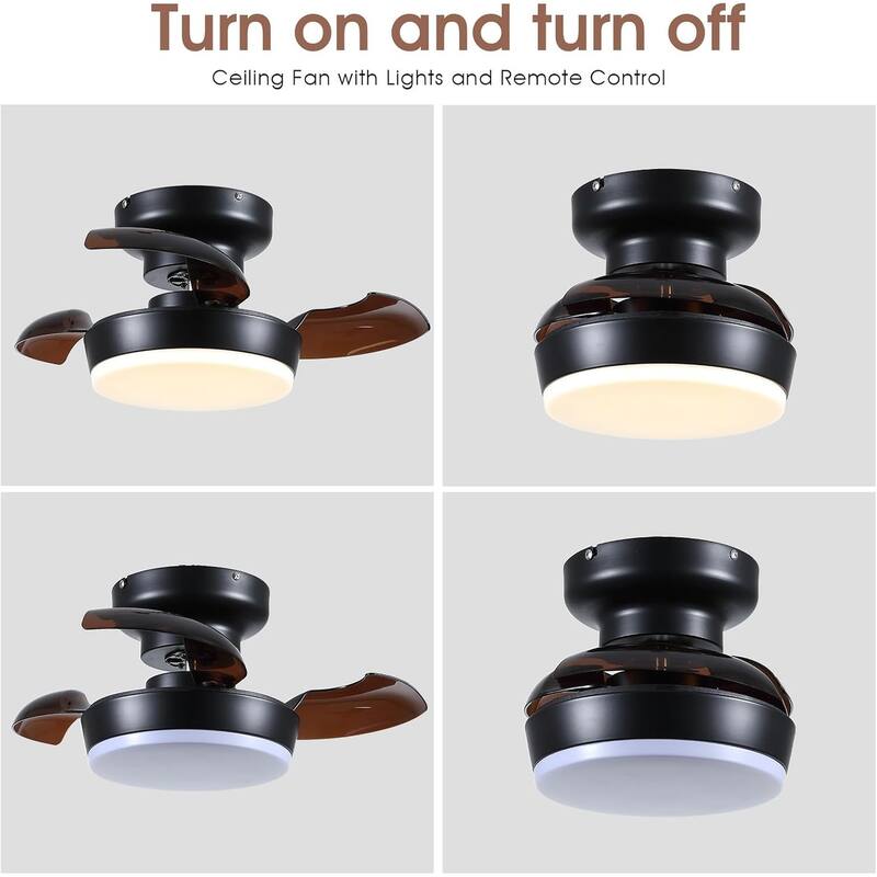 24" Small Ceiling Fan with Light and Remote,Retractable Blades,Small Fan Light for Bedroom,Closet,Bathroom - 13 Inches