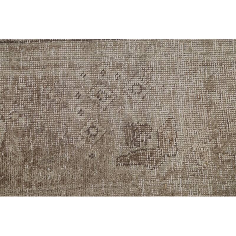 Distressed Tabriz Persian Antique Area Rug Handmade Wool Carpet - 6'8"x 9'2"