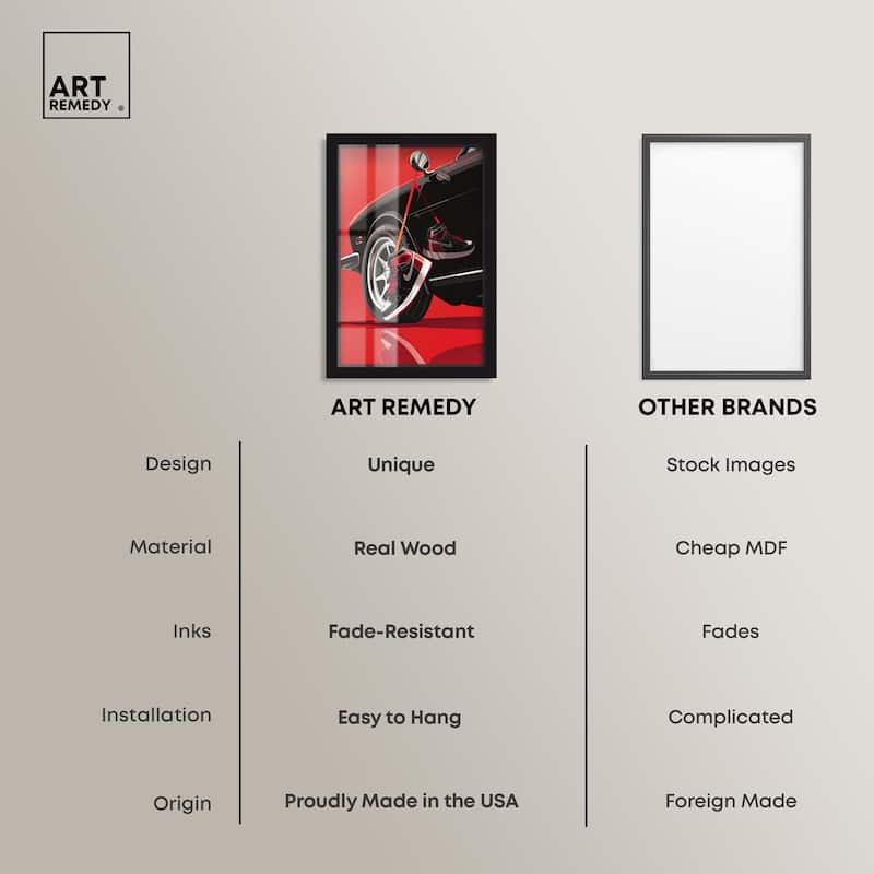 Red Bold Sneaker and Car Shadowbox by Art Remedy