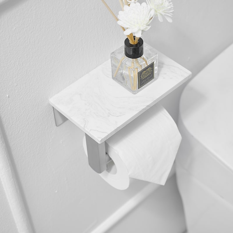 Toilet Paper Holder with Marble Shelf