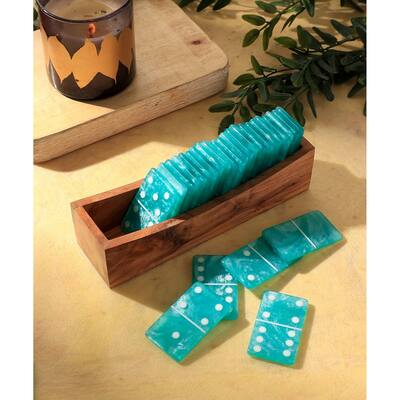Expobazaar Dominos- Aqua Set of 28 Chips - Premium Dominoes for Home and Kitchen - N/A