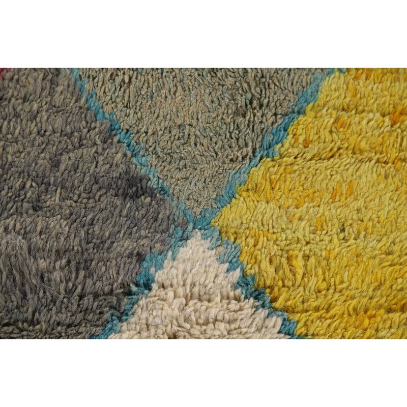 Hand Knotted Oriental 100% Wool Carpet Modern All-Over Multi-Colored Moroccan Area Rug - 6' 3'' X 4' 0''