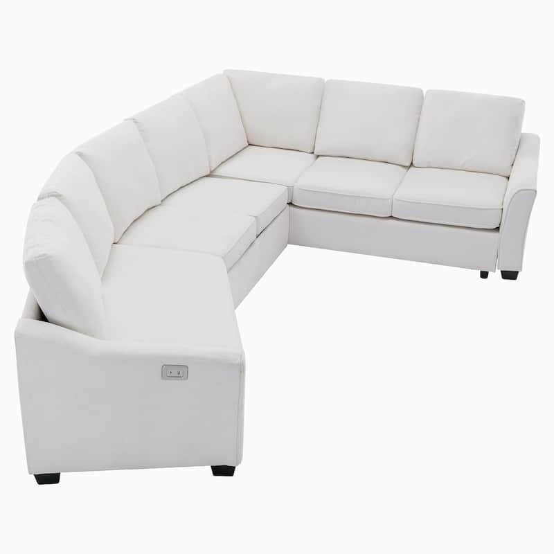 L-Shape Sectional Sleeper Sofa Bed with USB Charging Port
