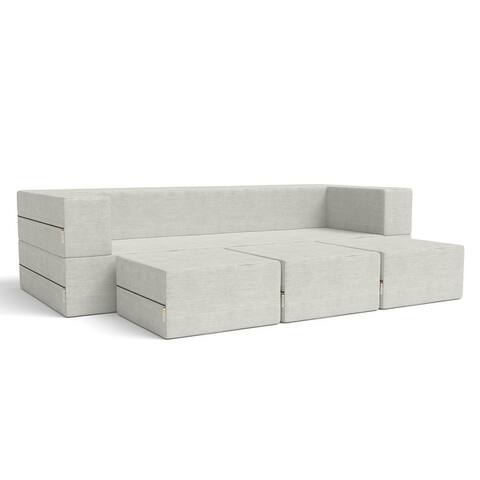 Porch & Den California King Convertible Sleeper Sofa and Ottomans