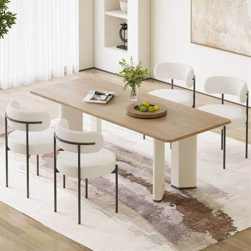 Set of 4 Mid-Century Modern Round Upholstered Dining Chairs