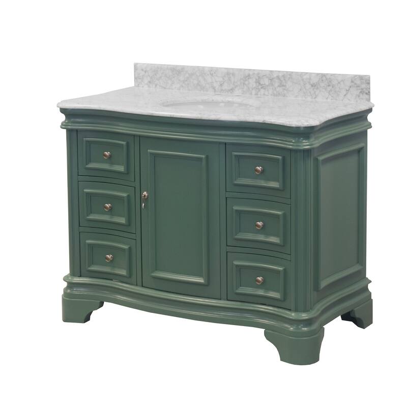 KitchenBathCollection Katherine 48" Bathroom Vanity with Carrara Marble Top