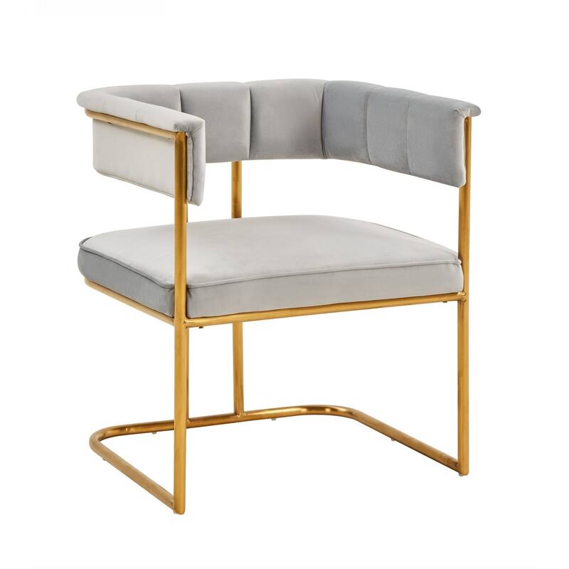Modrest Bavaria Modern Light Grey Fabric And Gold Dining Chair