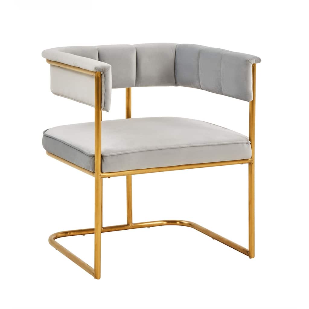 Modrest Bavaria Modern Light Grey Fabric And Gold Dining Chair