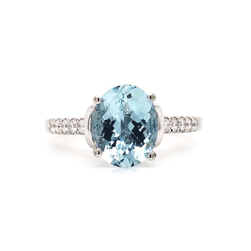 Auriya 1 1/5ct Fancy Oval Aquamarine and Diamond Engagement Ring 1/6ctw 14k Gold