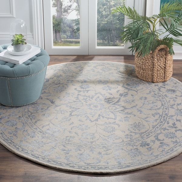 slide 2 of 14, SAFAVIEH Handmade Glamour Rebeca Modern Viscose Rug 6' Round - Silver/Ivory - Round