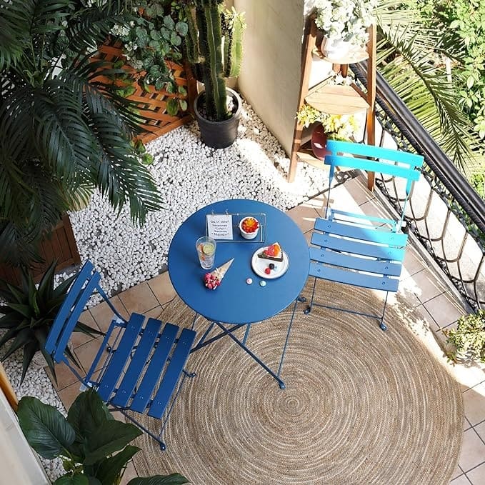 3-Piece Bistro Set Folding Outdoor Furniture Sets with Premium Steel Frame Portable Design for Bistro & Balcony