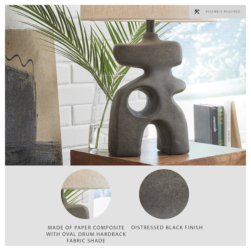 Signature Design by Ashley Danacy Distressed Black Table Lamp - 16" W x 10.13" D x 26.63" H