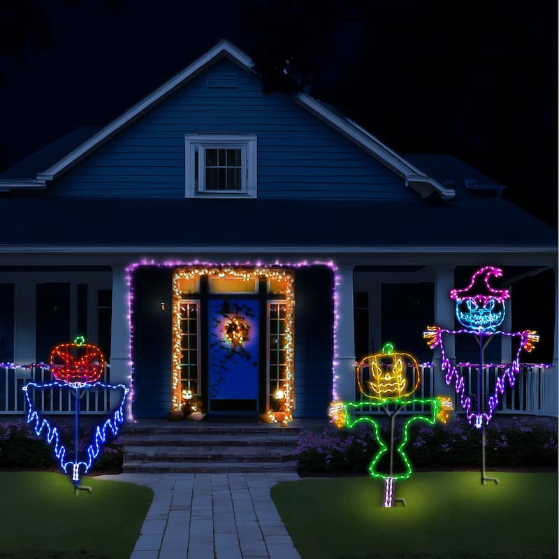 Halloween LED Jack O Lantern Voodoo Scarecrow 72 inches