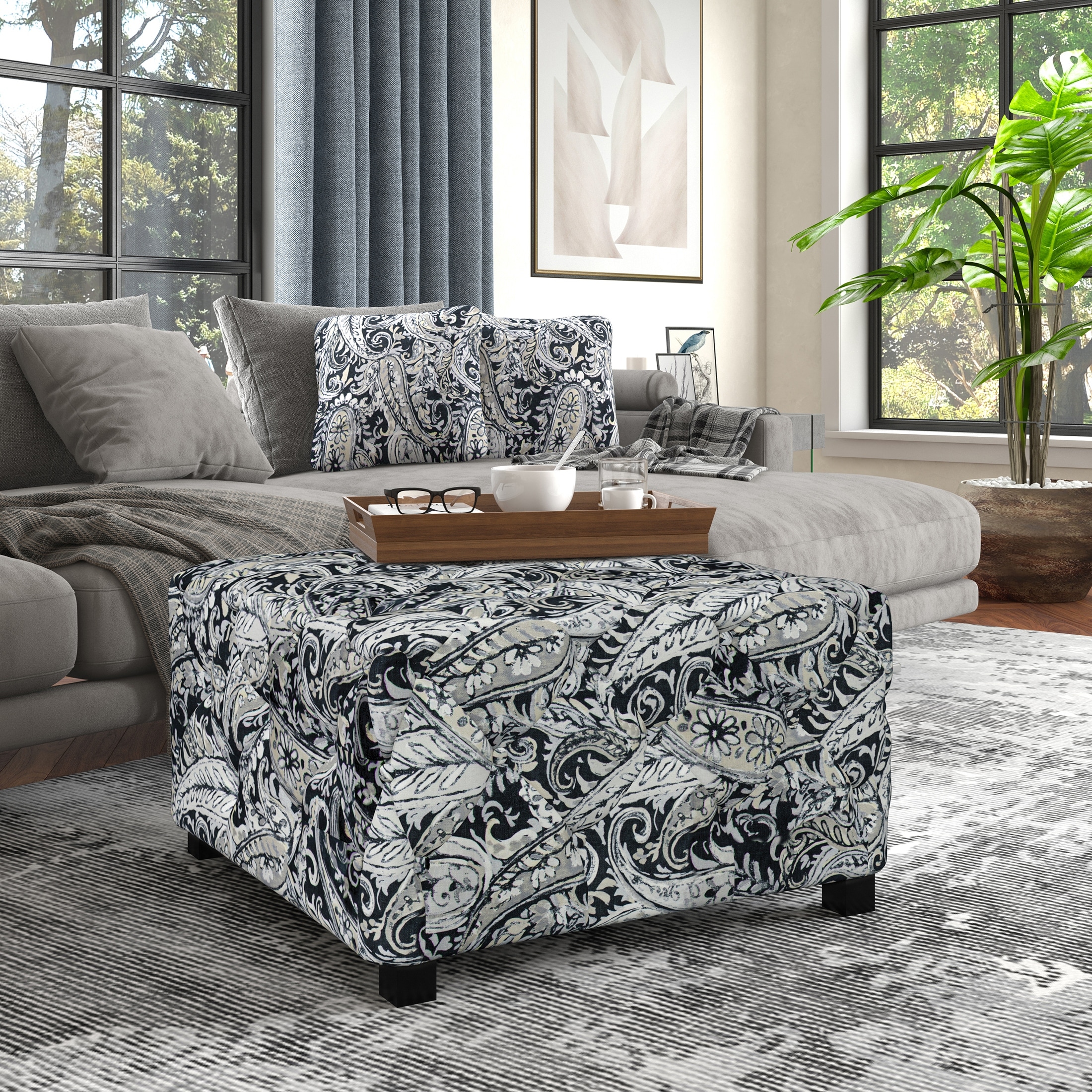 Ottoman with matching clearance pillows