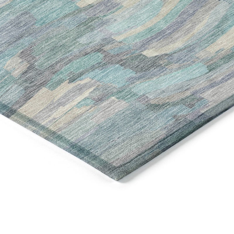 Machine Washable Indoor/ Outdoor Abstract Rock Chantille Rug