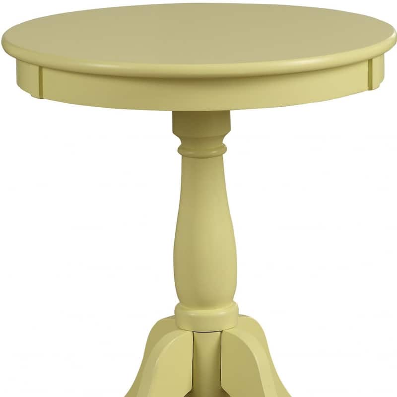 HomeRoots 22" Light Yellow Wood Round Pedestal End Table - 18