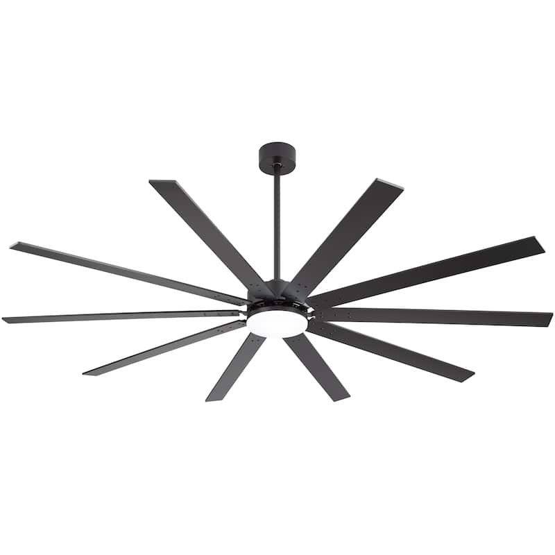 Large 84"/72" Reversible 10-Blade Integrated Ceiling Fan with LED Light Kit and Remote