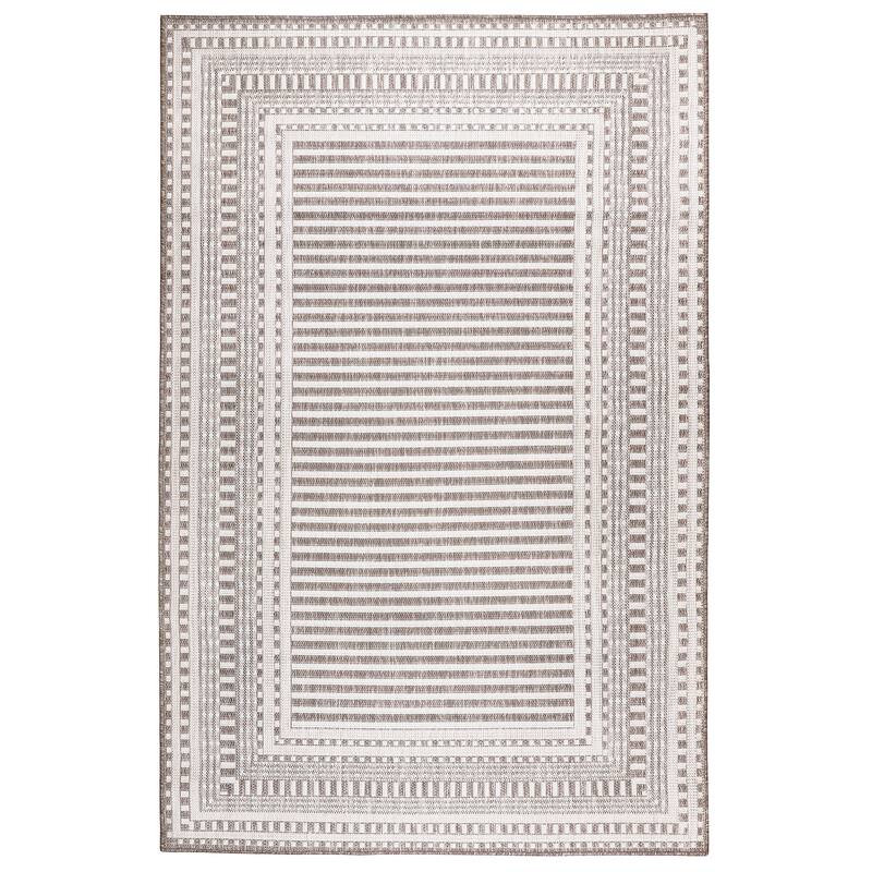 Liora Manne Malibu Etched Border Indoor/Outdoor Rug - 8'10" x 11'9" - Neutral
