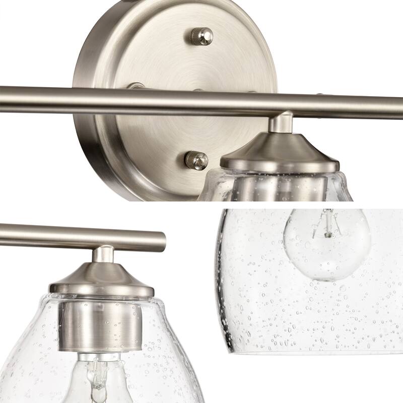 Brushed Nickel 3-Light/4-Light Vanity Light with Bell-shaped Seedy Glass Shades