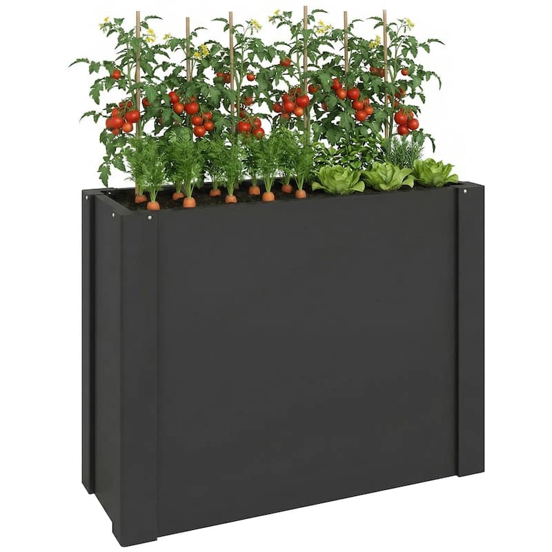 Outsunny Raised Garden Bed, Galvanized Planter Box Outdoor with Gloves for Gardening Vegetables, Flower