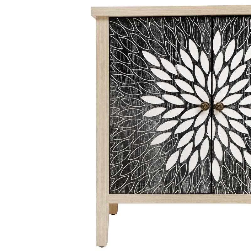 GDFStudio - Oakvista Modern Wooden Storage Sideboard Buffet Cabinet with 4 Doors and Adjustable Shelves