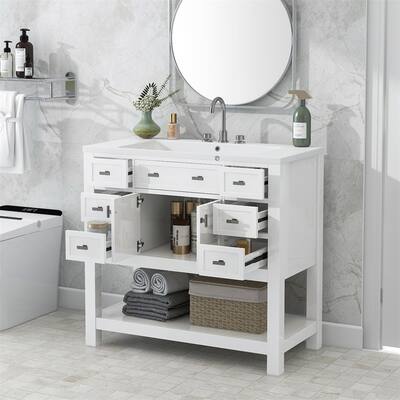 36" Bathroom Vanity with Top Sink, Modern Bathroom Storage Cabinet