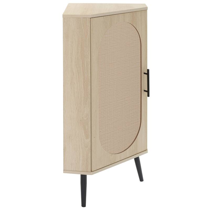 Corner Cabinet,Rattan Door,Freestanding Corner Tables For Small Spaces