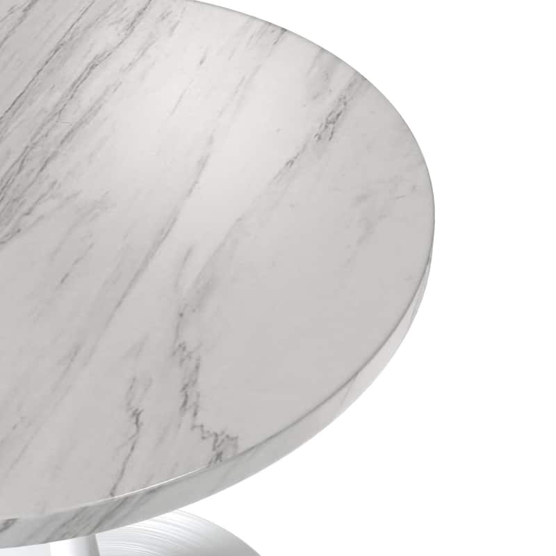 LeisureMod Verve Round Dining Table with Sintered Stone TableTop and Stainless Steel Base for Kitchen & Dining Room