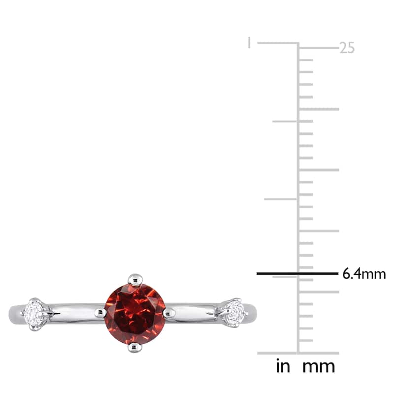 Miadora 3/4ct TGW Garnet and White Topaz 3-Stone Ring in Sterling Silver