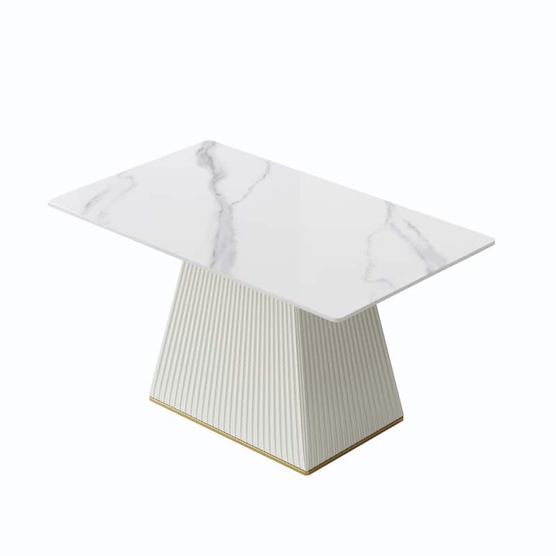 Elegant Faux Marble Dining Table Slate Panel Kitchen Table With Square Pedestal