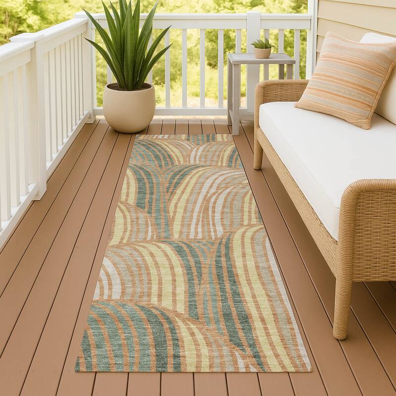 Machine Washable Indoor/ Outdoor Modern Parsons Chantille Rug - Copper - 2'3" x 7'6"