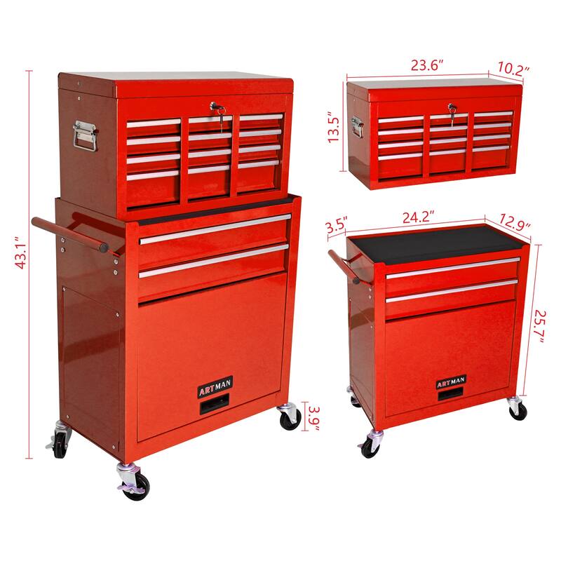 High Capacity Rolling Tool Chest with Wheels and 8 Drawers
