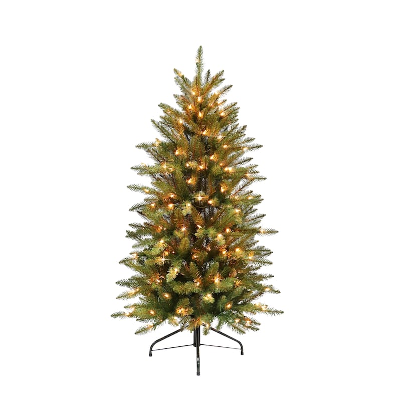 Puleo International 4.5 ft. Pre-Lit Fraser Fir Pencil Artificial Christmas Tree
