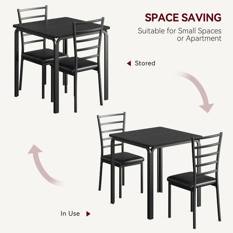 3-piece Wood Square Kitchen Dining Table Set for Apartment
