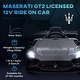 preview thumbnail 4 of 5, Licensed Maserati GT2 Ride-On Car for Kids, 12V Electric Toy with Remote Control, Music, and Portable Design