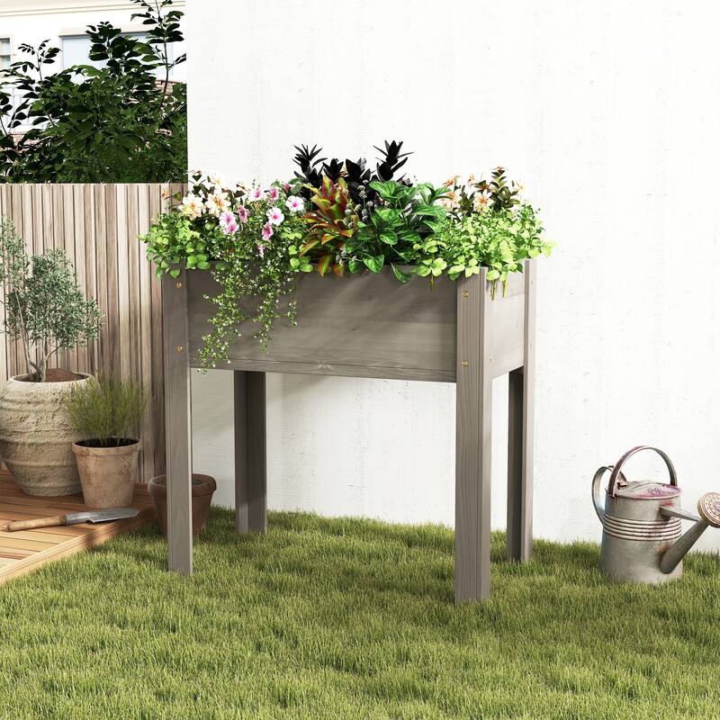 Anmytek Elevated Raised Garden Bed Standing Height Patio Backyard Planter Wooden