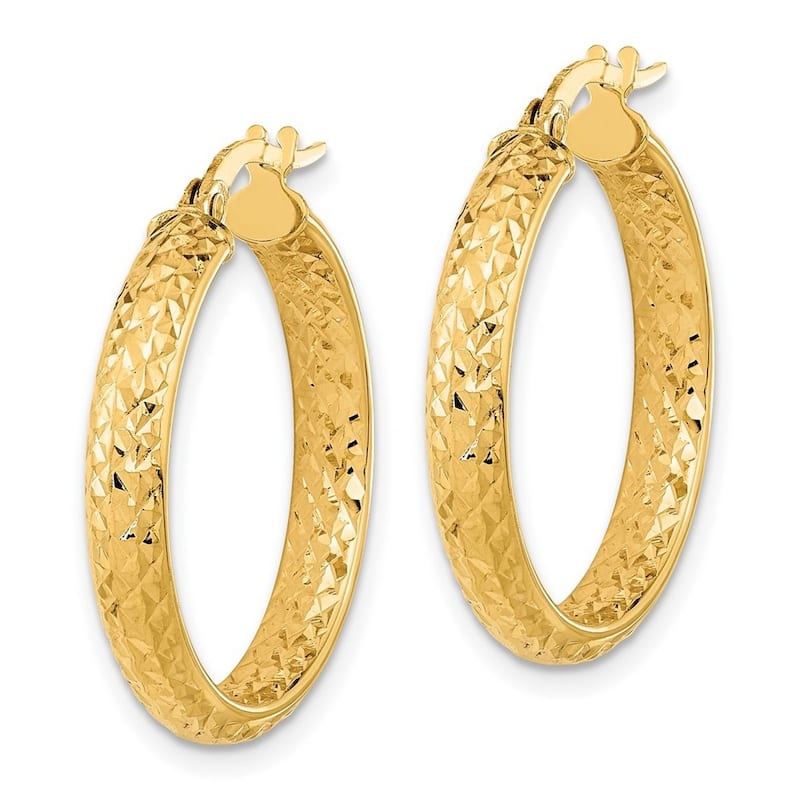 Curata 14k Yellow Gold Polished and Sparkle Cut Inside And Out Fancy Hoop Earrings - 25.79x24.35mm Wide 3